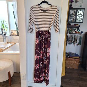 Lux & Co Maxi Dress Floral & Stripes with Pockets